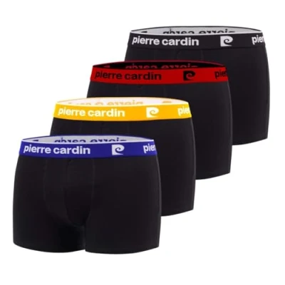 Image de pierre cardin underwear Boxer Homme Coton, Caleçon Naturel et Hypoallergénique (Lot de 4), Noir, Jaune, Rouge, Bleu, Taille 2XL