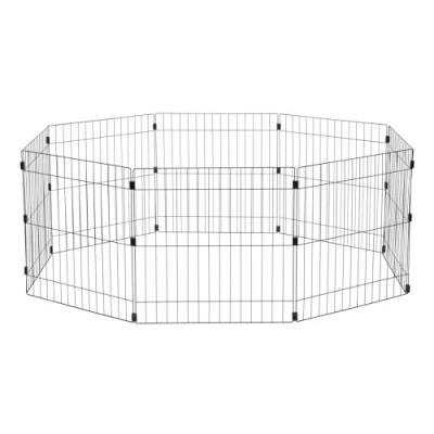 Image de Iris Ohyama, Parc, Enclos, Niche, Chenil, Cage pour Chien, Chat, Lapain, 1.7 m², 8 Panneaux /L60 x H60 cm, Porte battante, Crochet de fermeture sécurisée, Clips maintien, WPC 24, Noir