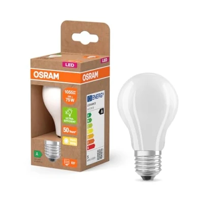 Image de OSRAM LED Superstar Classic A 75 en forme d&#039;ampouclassique verre dépoli, 5 W, 1055 lm,E27, 2700 K pour lumière blanc chaud, EEK A, diamètre 60 mm.