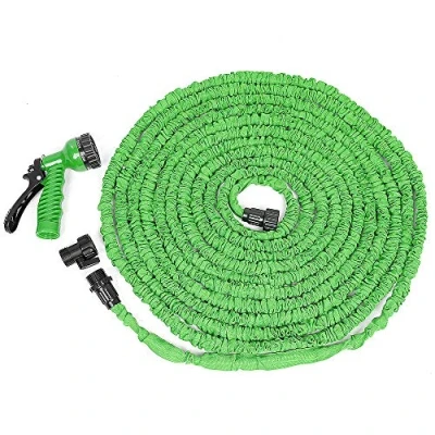 Image de Tuyau d&#039;arrosage Extensible,Tuyau Arrosage Flexible, Rétractable universel avec 7 Fonctions Pistolet, (175FT (17.5M 52.5M) Vert)