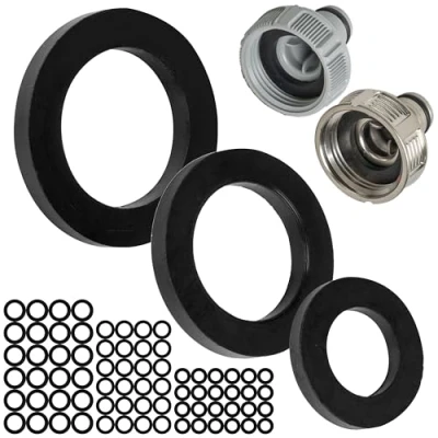 Image de Lot de 75 joints plats rechange pour systèmes d&#039;emboîtement jardin G 1/2&quot; 3/4&quot; 1&quot; Compatible avec Gardena 21, 26,5, 33,3 mm, diamètre 19 x 11, 24 16, 30 20 en caoutchouc, joint