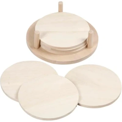 Image de Disques décoratifs en bois avec support creotime 6 pièces blanc salon enfant mixte