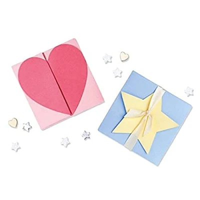 Image de Sizzix Matrice de decoupe Thinlits 5 Cartes cœur et étoiles par Kath Breen, 665479, Acier au Carbone, Mutlicolor, Taille Unique
