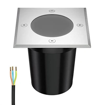 Image de ledscom.de lampe encastrée dans le sol RELI pour l&#039;extérieur, IP67, inox, carrée, 11 x 11cm, 1x GU10 max. 15W, givré, d&#039;allée, de sol, spot jardin, extérieure,