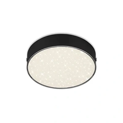 Image de BRILONER plafonnier LED avec décor étoilé, sans cadre, en saillie, température de couleur blanc neutre, Ø157 mm, noir