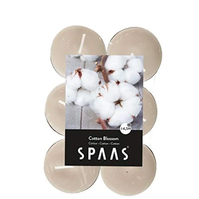 Image de Spaas Lot de 10 x 12 Bougies Chauffe Plat parfumées en Emballage Plat, ± 4,5 Heures, Fleurs Coton