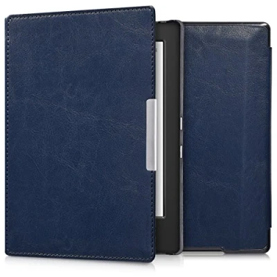Image de kwmobile Étui Compatible avec Kobo Aura H2O Edition 1 Coque à Rabat magnétique Tablette eReader Similicuir Bleu foncé
