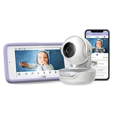 Image de Hubble Connected Nursery Pal Premium Babyphone caméra connecté avec écran tactile 5 pouces, mode de confidentialité, vision nocturne infrarouge, capteur température ambiante et application mobile