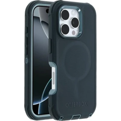 Image de OtterBox Coque Defender Series MagSafe pour iPhone 16 Pro, Antichoc, résistante aux Chutes, Ultra Robuste, de Protection, supporte 7X Plus Chutes Que la Norme Militaire, Vert