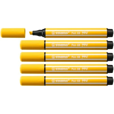 Image de Feutre dessin STABILO Pen 68 MAX ARTY Lot x 5 Feutres Coloriage Pointe Large jaune