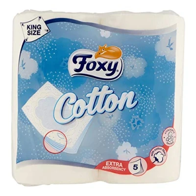 Image de Foxy Papier Toilette en Cellulose Vierge Extra Absorbant Doux, Les 4 rouleaux