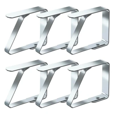 Image de Blooven Pinces à Nappe Ensemble de 6 Acier Inoxydable Clips Anti Glissant, Convient Tables 2,5 4 cm d&#039;épaisseur (5,5 x Pièces)