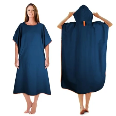 Image de KUOGAS Poncho de Serviette, Douche à Séchage Rapide en Microfibre (Marineblau, Large)