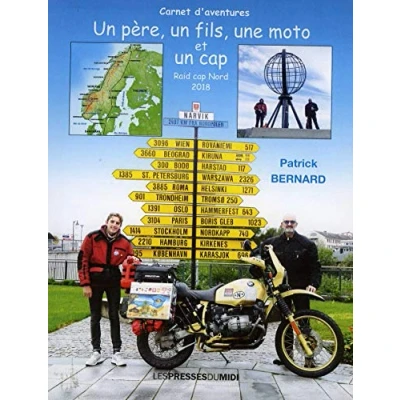 Image de un père, fils, une moto et cap