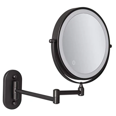 Image de Miroir Maquillage Grossissant Lumineux x10, Double Face Mural 360 Pivotant et Extensible Salle de Bain avec Eclairage, Chargement USB3X