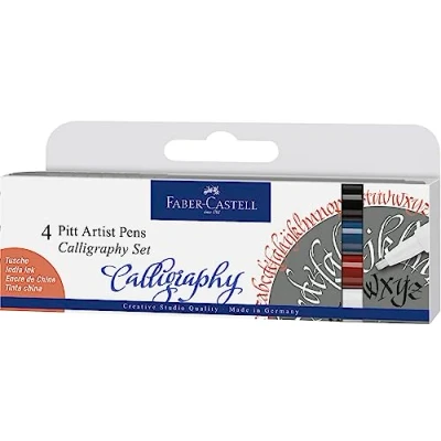 Image de FABER CASTELL Pitt 167504 Lot de 4 stylos à encre calligraphie Multicolore 2,5 mm
