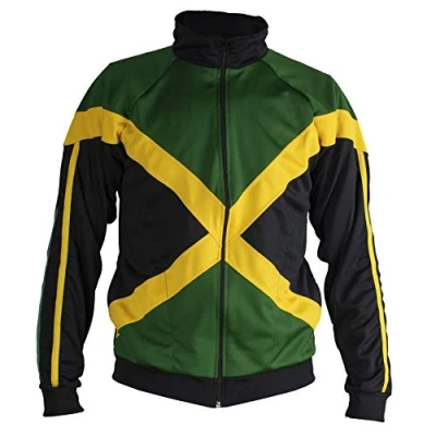 Image de Authentique Jamaïcain Veste Ches Longues Reggae Fermez Unisexe (Noir Vert Et Jaune) S