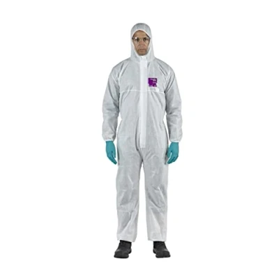 Image de Ansell AlphaTec 1500 Model 138, Combinaison de Travail Jetable, Protection Chimique Type 5/6, Tenue Intégrale et Déperlante, Bricolage Peinture, Homme Femme, Blanc, Taille XL (1 Pièce)