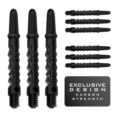 Image de Harrows Lot de 3 jeux tiges fléchettes ST en carbone 9 au total Moyen, Midi et court Composite résistant Noir