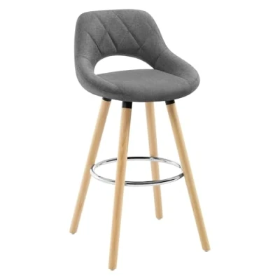 Image de WOLTU 1 pièce Tabouret de Bar en Lin Structure Bois Massif,Tabouret Haut Gris Foncé BH111dgr