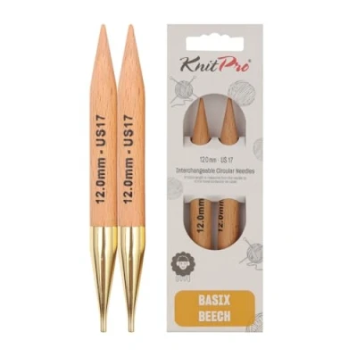 Image de KnitPro Basix Aiguilles à Tricoter circulaires interchangeables, Bouleau, Multicolore, 11.6 cm x 12.00 mm