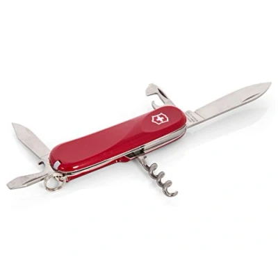 Image de Victorinox Evolution S101 Couteau de Poche Suisse, Léger, Multifonction, 12 Fonctions, Lame Fixe, Tire Bouchon, Rouge