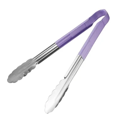 Image de Hygiplas Pince de service code couleur 300mm violette, acier inoxydable, poignée recouverte vinyle, HC852