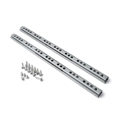 Image de Paire de rails tiroir avec roulement à billes, taille 310 mm, largeur rainure 17 rail coulissant extension partielle et butée d&#039;extraction, en acier galvanisé