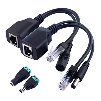 Image de GeeekPi 1Pair Passive Power over Ethernet RJ45 PoE Adapter Injector + Splitter Cable Kit with 2.1x 5.5mm DC Adaptor Connector