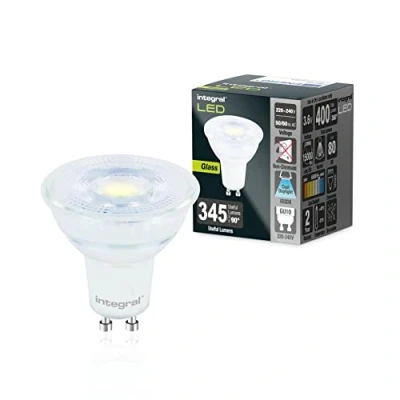 Image de Integral Ampoule LED GU10 5 PACK lumière du jour froide 6500K, 400LM, 3,6W (équivalent à W50) non dimmable Efficace en énergie et idéale pour les spots projecteurs dans salles de bains