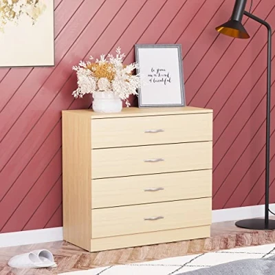 Image de Vida Designs Coffre de Maison à rabais, Chariot 4 tiroirs avec poignées et Coureurs métalliques, Support Unique tiroirs, Meuble Chambre Riano