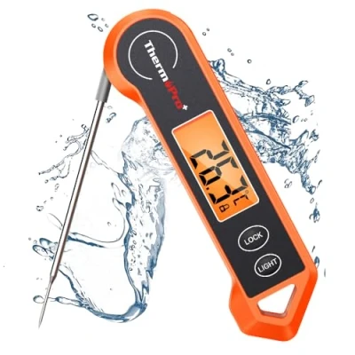 Image de ThermoPro TP19H Thermomètre Cuisine Numérique pour la Cuisson avec Rétro éclairage Ambidextre, Etanche Alimentation BBQ Grill Huile Fry Bonbons Lecture Instantanée