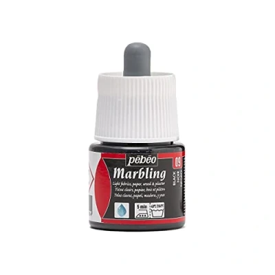 Image de PEBEO Flacon Marbling 45ml Noir Peinture à Effet Marbré Finition Brillante sur Supports Clairs et Poreux