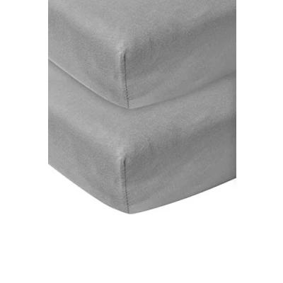 Image de Meyco Baby Uni Drap de lit en 2 pièces (Drap Jersey Doux qualité, 100% Coton, Ajustement Parfait grâce à l&#039;élastique intégré, Respirant, Taille : 60 x 120 cm), Gris
