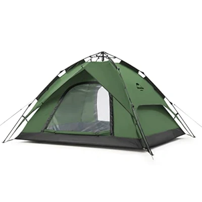 Image de Naturehike Tente de Dôme pour 3 ou 4 Personnes Escamotable Automatique Portative Instantanées à Double étage Camping avec Sac Transport (Vert Forêt 3P)