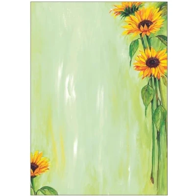 Image de SIGEL DP694 Papier à lettres, 21 x 29,7 cm, 90g/m², tournesols, jaune et vert, 25 feuilles