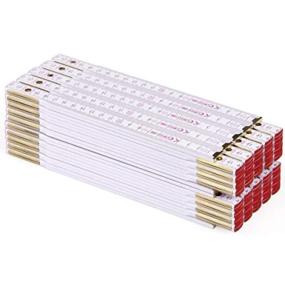 Image de Metrie PERFEKT Mètre pliant en bois/Lot de 10 mètres pliants pliable 2 avec graduation duplex Blanc, Fabriqué dans l&#039;UE.