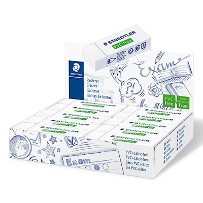 Image de Staedtler Mars PVC Free, gommes plastiques blanches de haute qualité, Sans ni phtalates latex, Boîte en carton avec 20 taille standard, 525 B20 VE