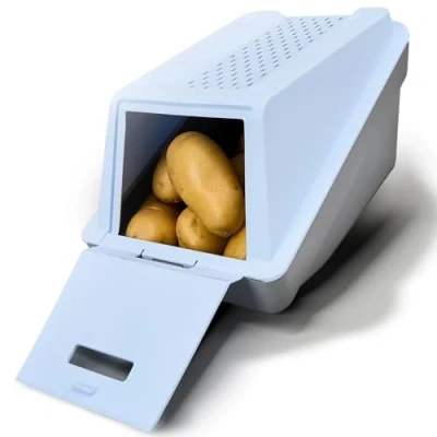 Image de ARTECSIS boîte de rangement pour pommes terre, bleu glacé, 1 lot S, 3,5 l, à légumes empilable avec technologie EasyClick, autocollants inclus