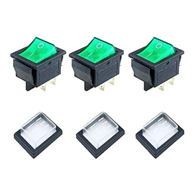 Image de JINXM 3Pcs Interrupteur à Bascule lumière Vert ON/OFF Avec Couvercle étanche Largement Utilisé Dans Divers Types D&#039;appareils électriques