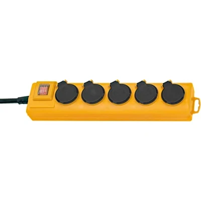 Image de Brennenstuhl Multiprise électrique Super Solid Jaune, 5 Prises de Courant avec clapets (2m câble, Utilisation en extérieur) HEX 62075