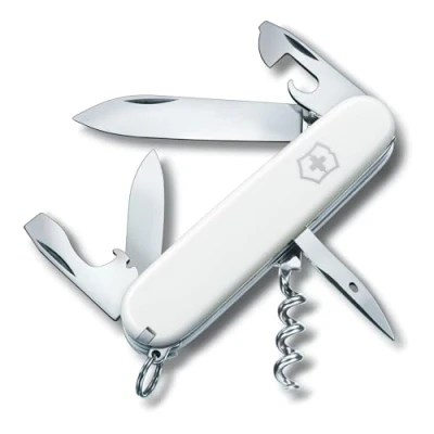 Image de Victorinox Spartan Couteau de Poche Suisse, Léger, Multitool, 12 Fonctions, Lame, Ouvre Boite, Tire Bouchon, Blanc