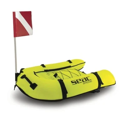 Image de SEAC Bridge Planche gonfllable pour l’apnée et la pêche sous Marine avec poignées Attaches, 95 x 70 cm Mixte, Jaune