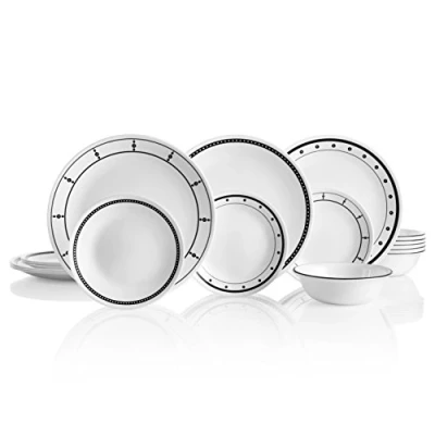 Image de Corelle Service de table 18 pièces Noir et blanc Piece noir/blanc