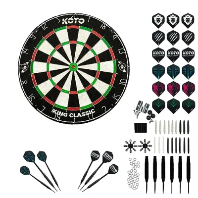 Image de KOTO King Classic Academy Set, Jeu de fléchettes Professionnel, Complet avec Accessoires