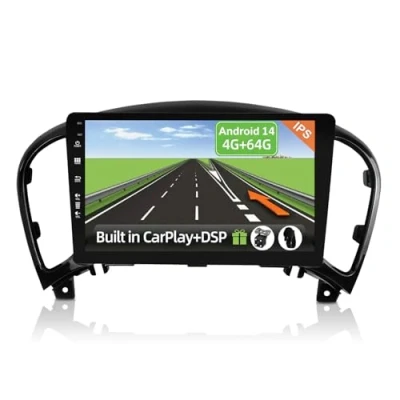 Image de YUNTX Android 14 Autoradio pour Nissan Juke YF15 Infiniti ESQ(2011 2017) 4G+64G [Built in CarPlay/Android Auto/DSP] GPS 2 Din Gratuite Caméra 4 LED&amp;MIC Soutien DAB/Commande au Volant/MirrorLink/BT 5.0