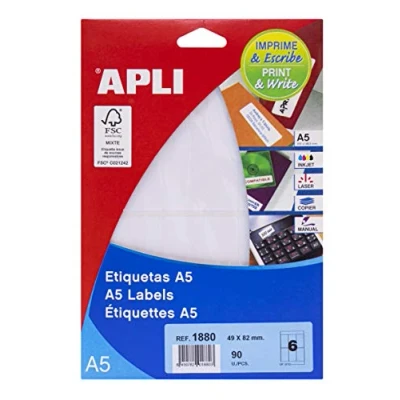 Image de APLI Lables A5 Print &amp; Write 49 x 82 mm Blanc 102pièce (s) autocollantes (couleur blanc, A5, mm, 190 125 6 102 pièce (s))