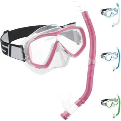 Image de Cressi Crg1B#Cressi Unisex Child C/Set Estrella Vip Jr Clear/Lime Junior Snorkeling/Diving Combo Set Transparent/Pink, Uni