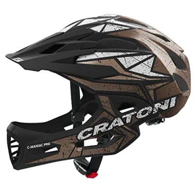 Image de C Maniac Pro Casque de vélo Fullfacehelm Downhill (L/XL 58 61 cm, noir/or blanc)