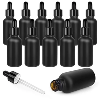 Image de Ulable Lot de 12, 30 ml Flacon Compte gouttes en Verre, Bouteille vide avec Verre gouttes, pour Huile Essentielle (Noir)